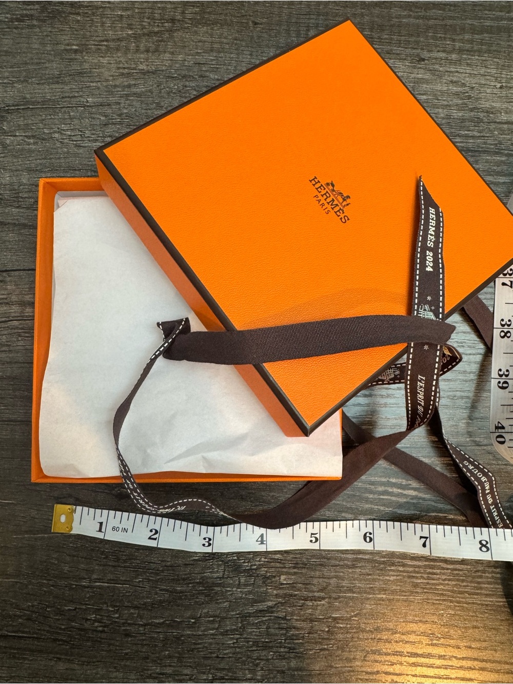 Hermès Orange Gift Box with Brown Ribbon